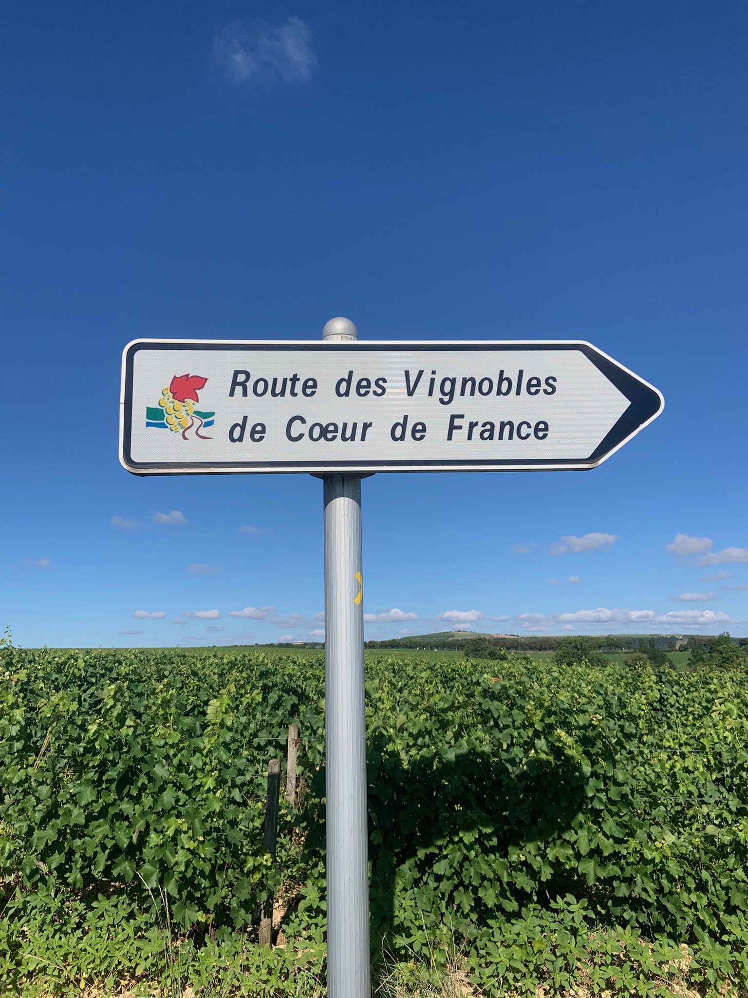 Bewegwijzering van de Route des Vignobles bij Sancerre